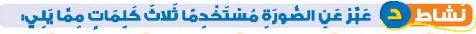 نشاط د عبر عن الصورة مستخدما ثلاث كلمات مما يلي